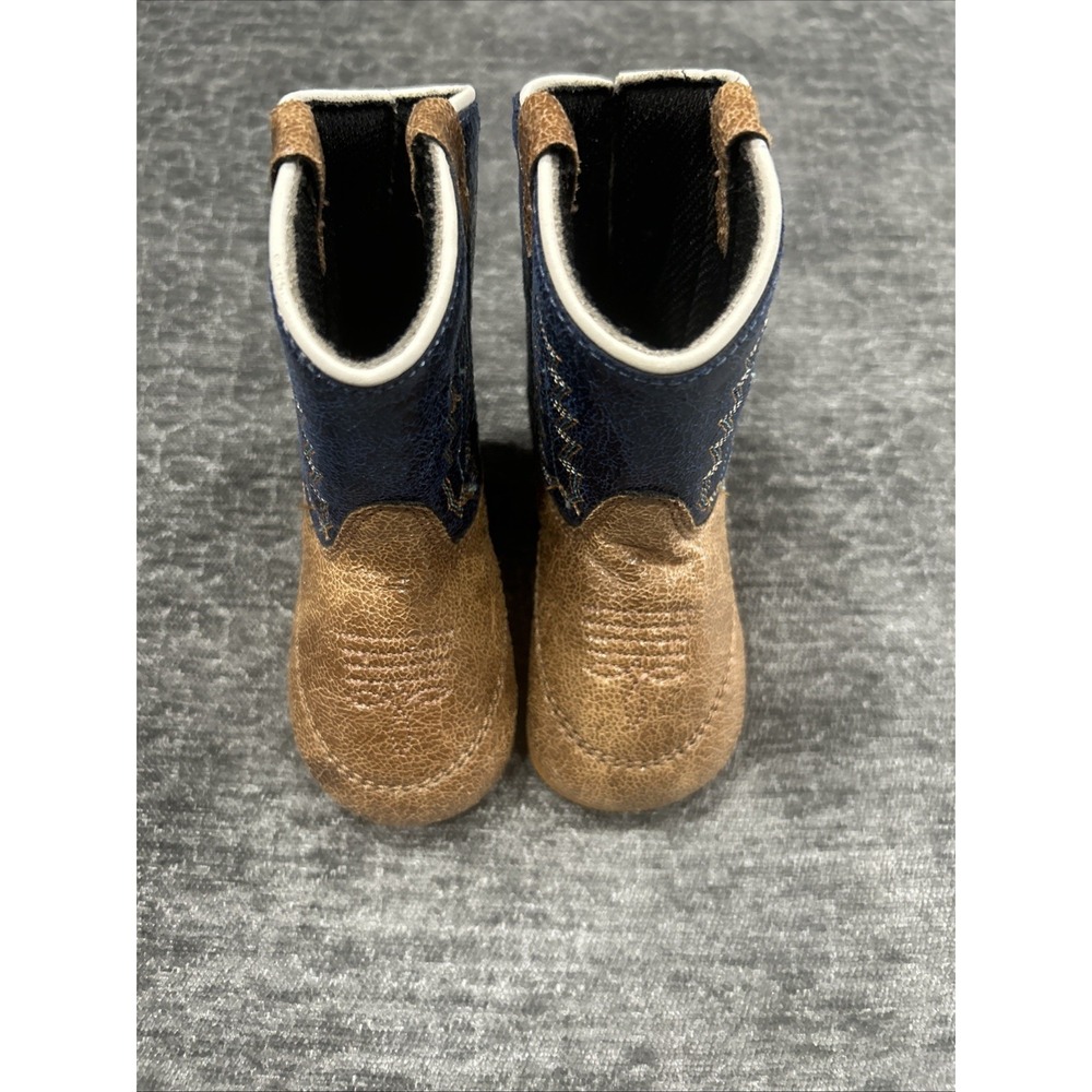 Old West Infant Baby Cowboy Boots Blue Brown Western Shoes Unisex Size 3